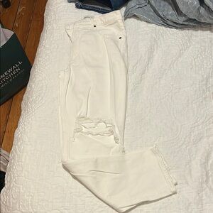 Women's White Distressed Jeans